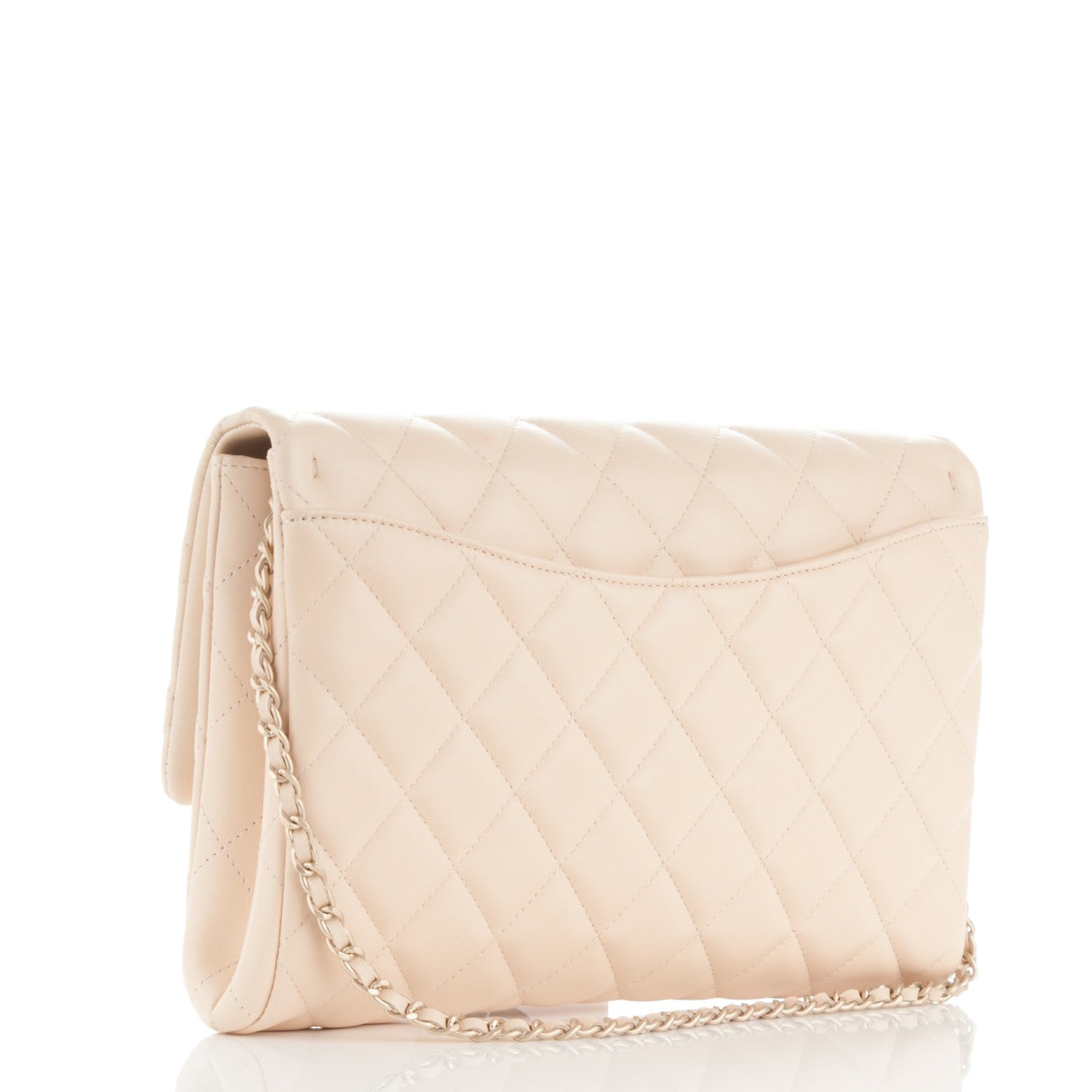 Chanel Lambskin Quilted Clutch With Chain Flap Beige Clair 2 of 8