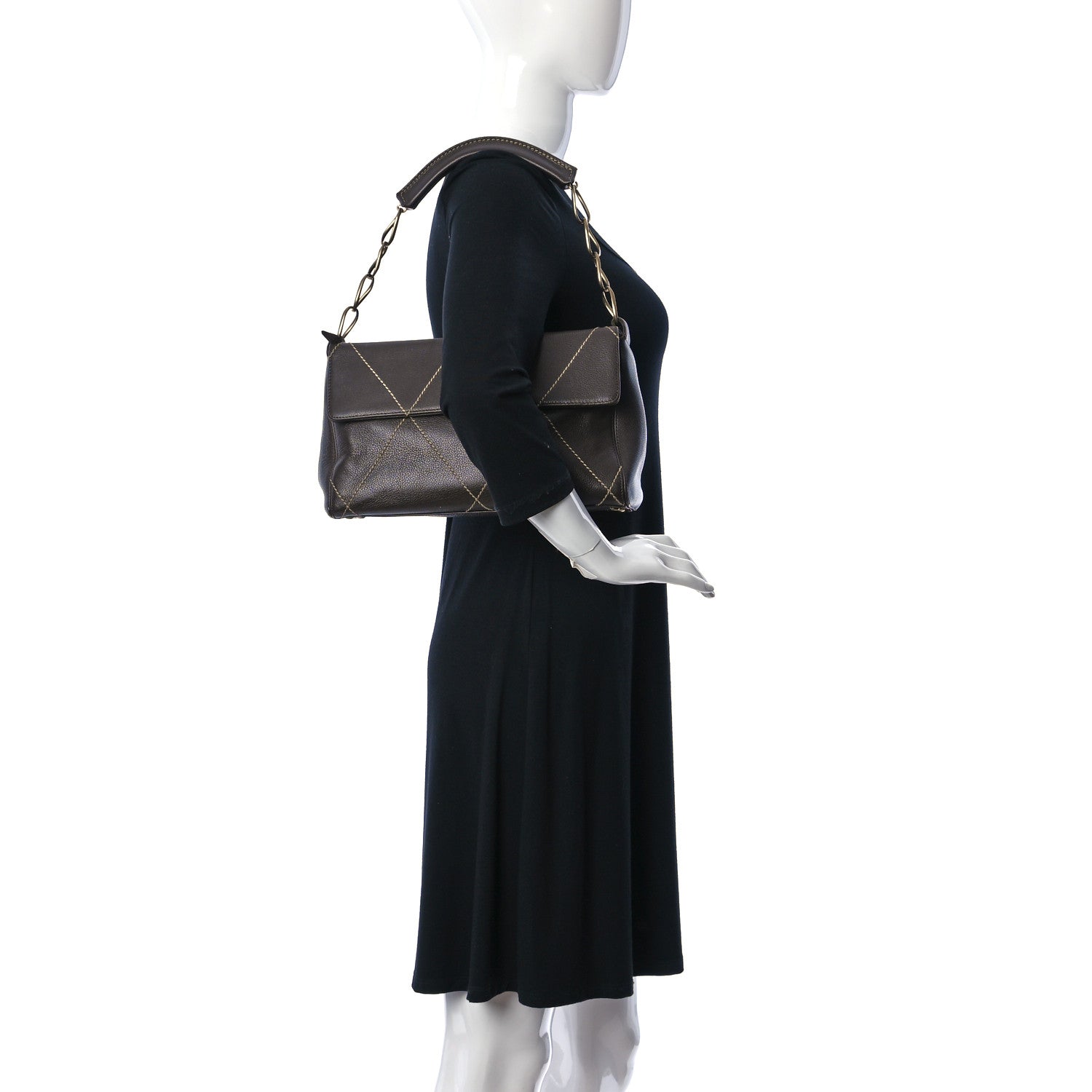 Chanel Calfskin Diamond Stitch Surpique Flap Bag Dark Brown 2 of 10
