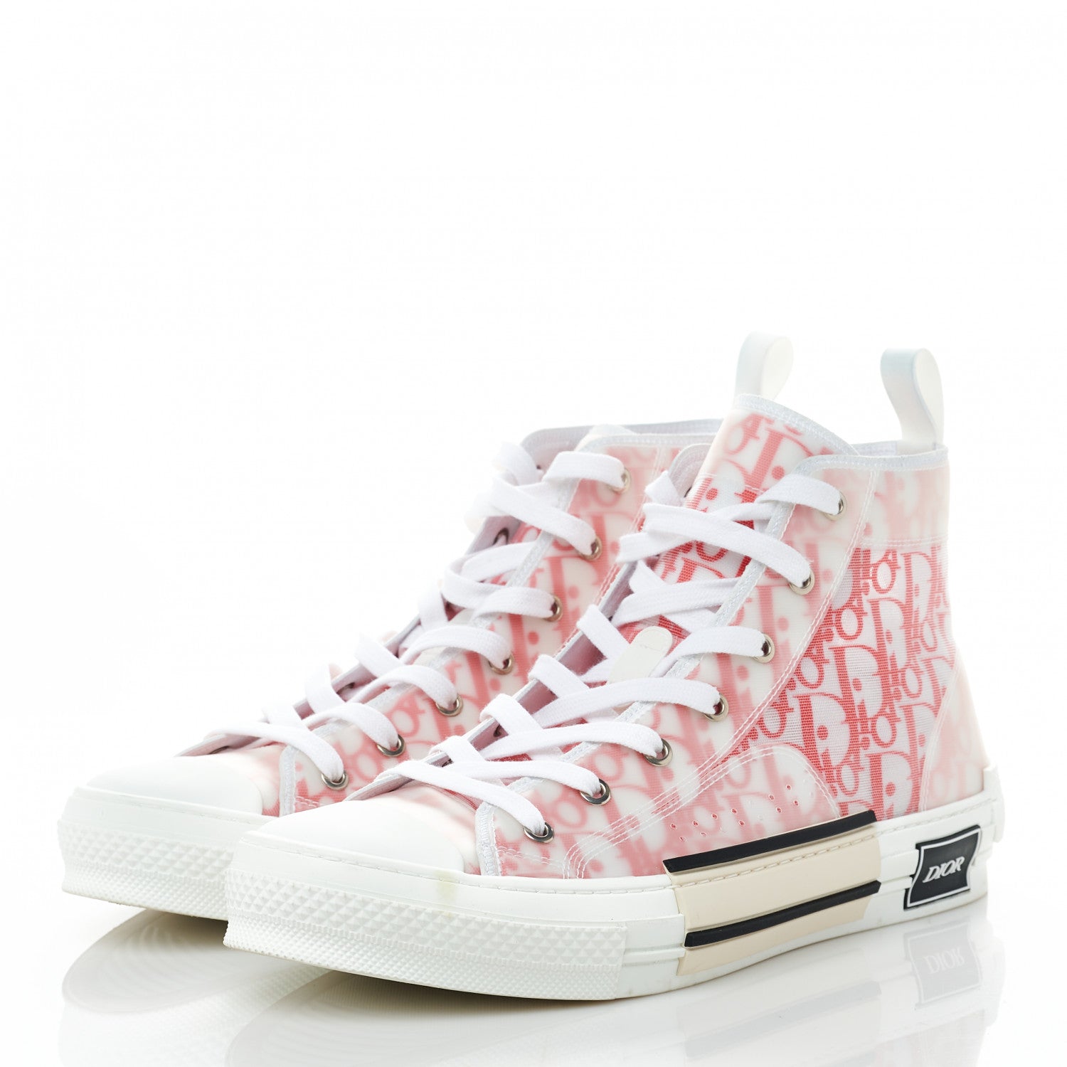 Christian Dior Canvas Oblique Mens B23 High Top Sneakers 43 Red White 3 of 10