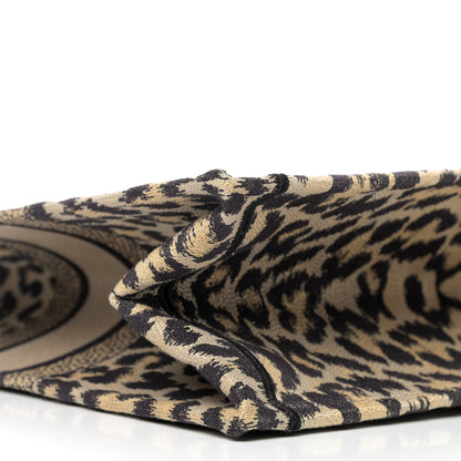 Christian Dior Canvas Mizza Embroidered Large Leopard Book Tote Beige 8 of 9
