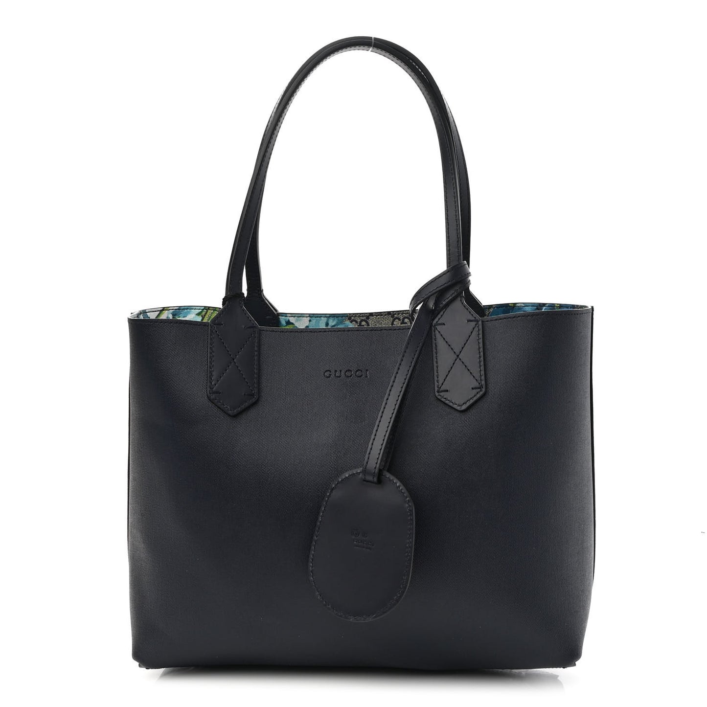 GG Supreme Monogram Blooms Small Reversible Tote Beige Blue Navy