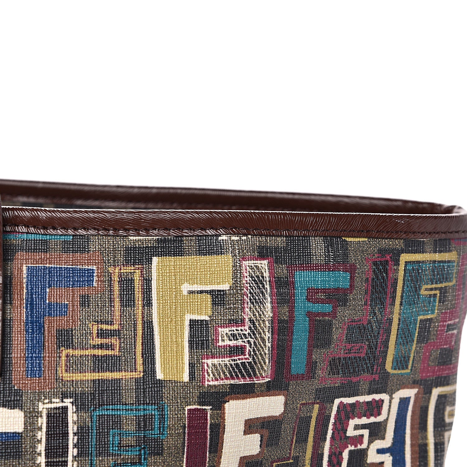 Fendi Zucca Spalmati Vitello FF Multicolor Medium Roll Tote Tobacco Multicolor Marrone 14 of 14