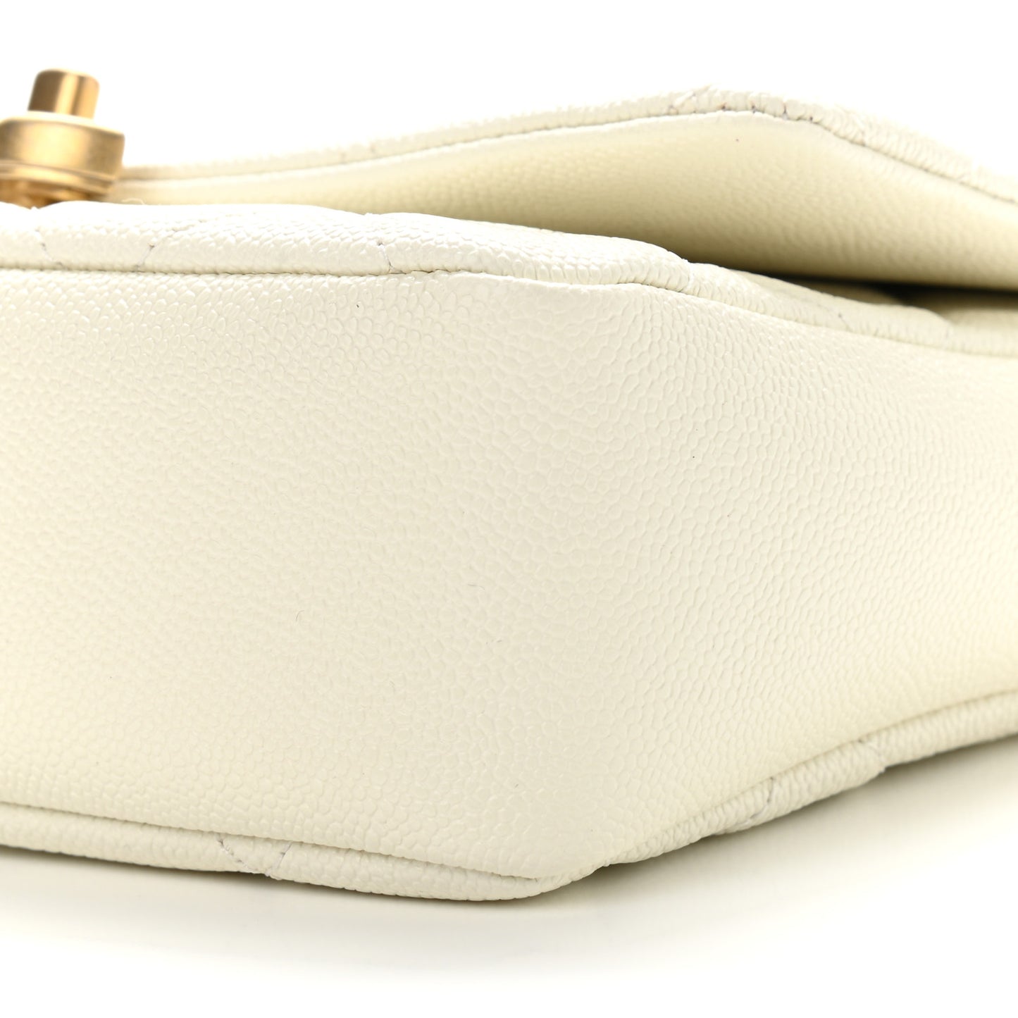 Shiny Caviar Quilted Small Chain Melody Flap White