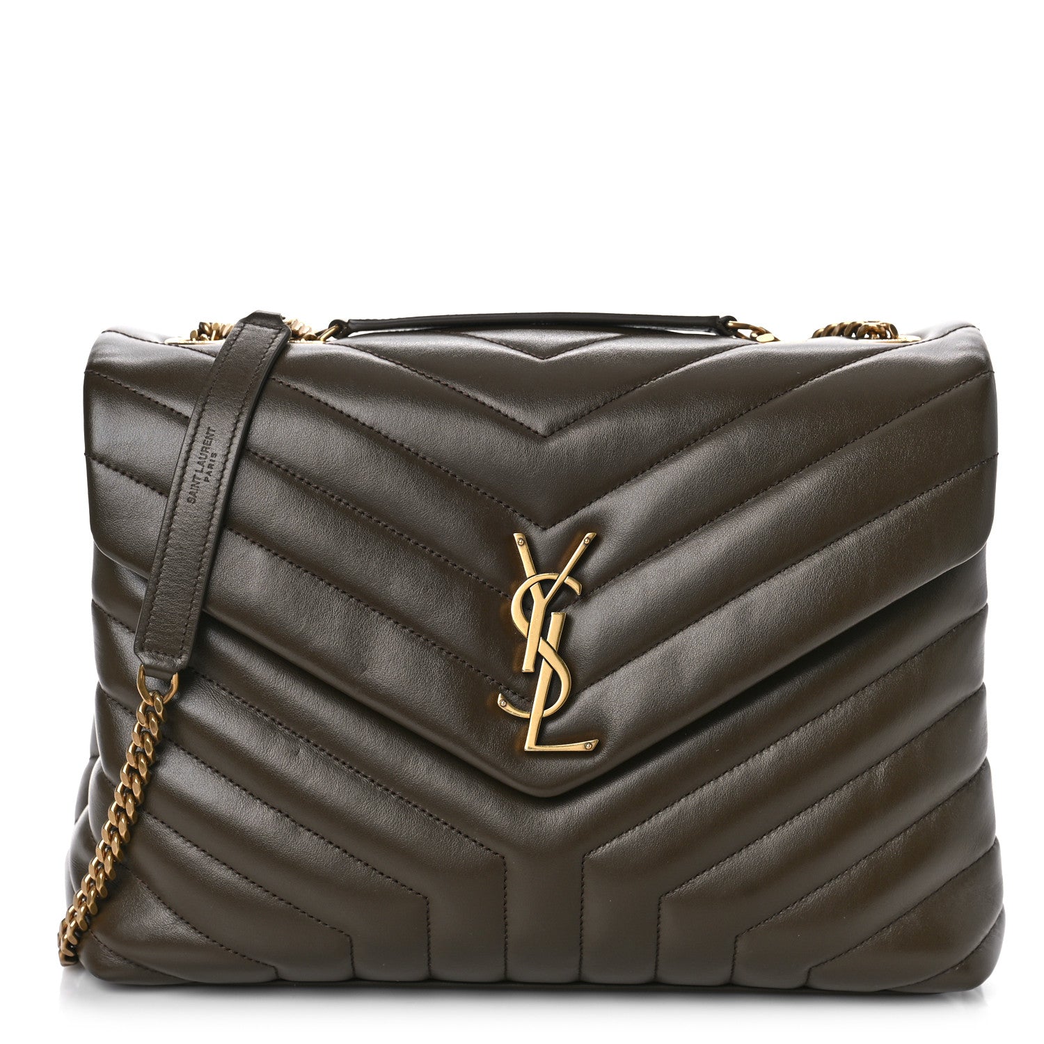 Saint Laurent Calfskin Y Quilted Monogram Medium Loulou Chain Satchel Soil Brown 1 of 8