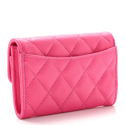 Chanel Caviar Quilted Flap Card Holder Wallet Pink 3 of 11