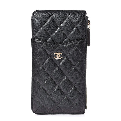 Chanel Iridescent Caviar Quilted Classic Flat Wallet Pouch Black 1 of 8