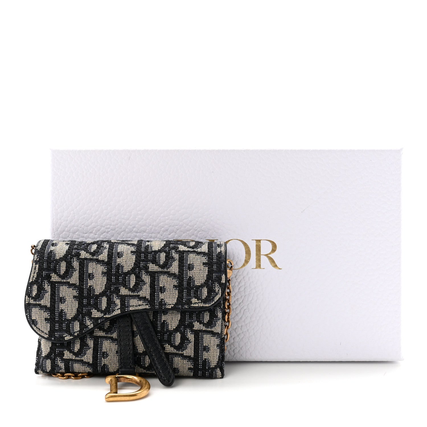 Christian Dior Oblique Nano Saddle Chain Pouch Blue 10 of 10
