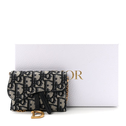Christian Dior Oblique Nano Saddle Chain Pouch Blue 10 of 10
