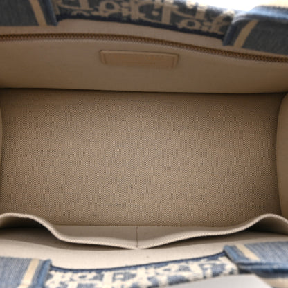 Christian Dior Oblique Chambray Calfskin Small Book Tote With Strap Blue Latte 5 of 10