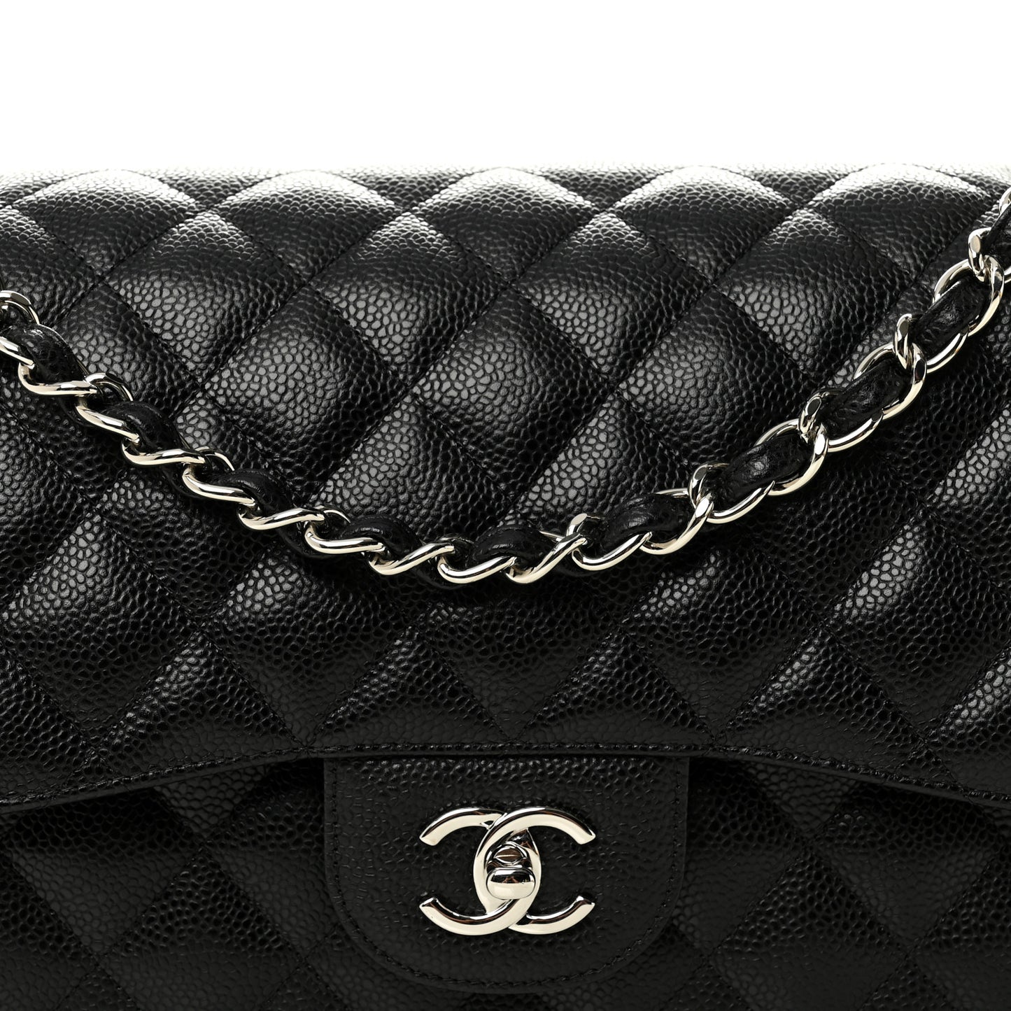 Caviar Quilted Jumbo Double Flap Black