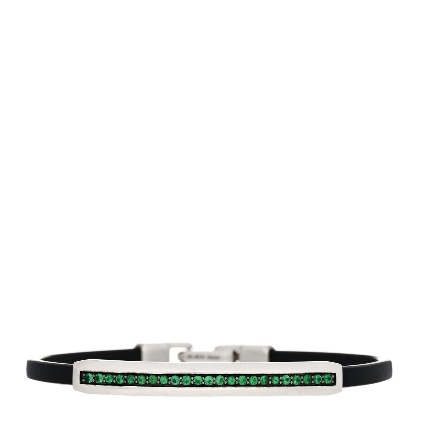 Sterling Silver Emerald Leather Mens 4mm Streamline ID Bracelet