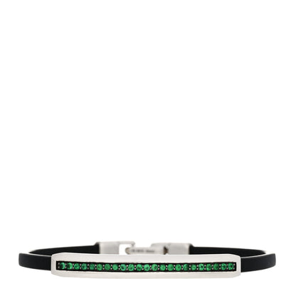 David Yurman Sterling Silver Emerald Leather Mens 4mm Streamline ID Bracelet 1 of 5