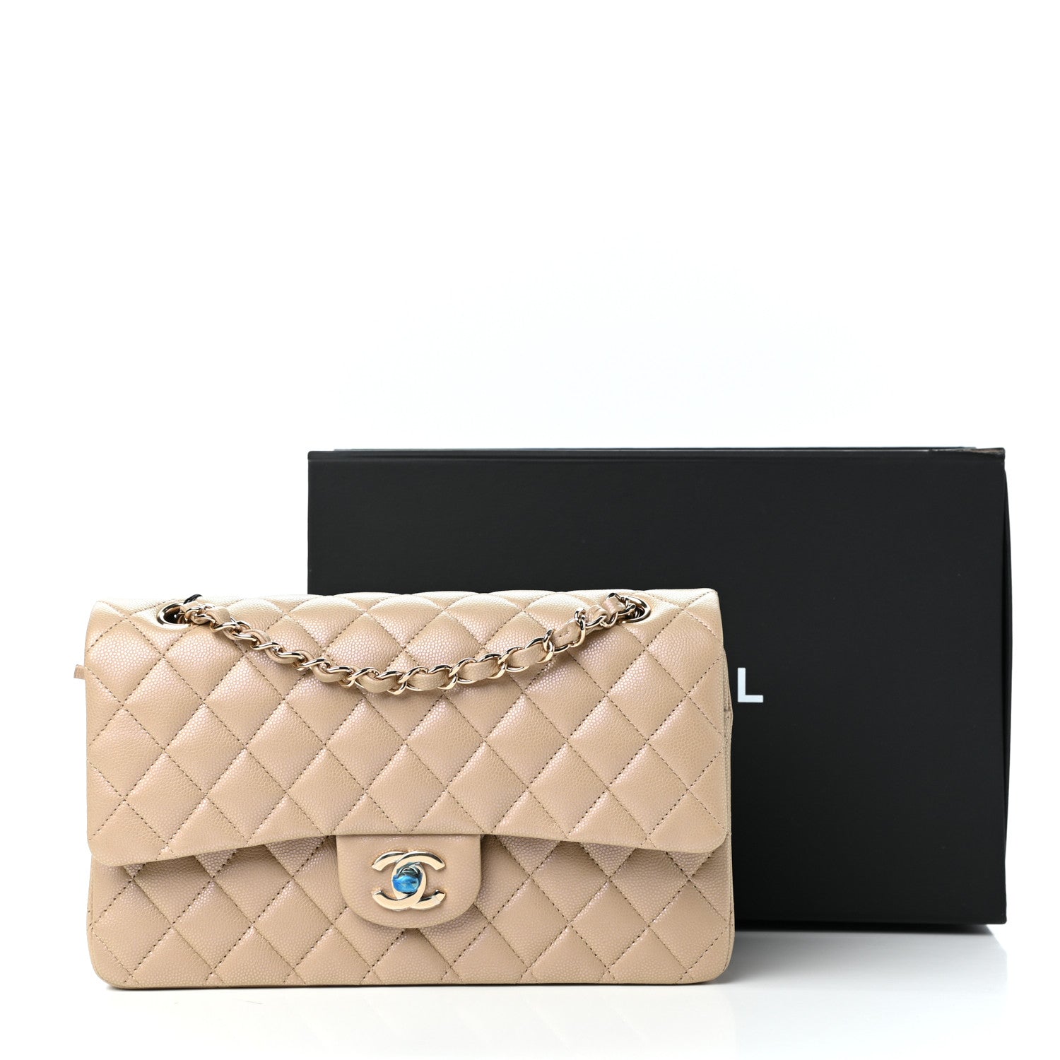 Chanel Iridescent Caviar Quilted Medium Double Flap Dark Beige 11 of 12