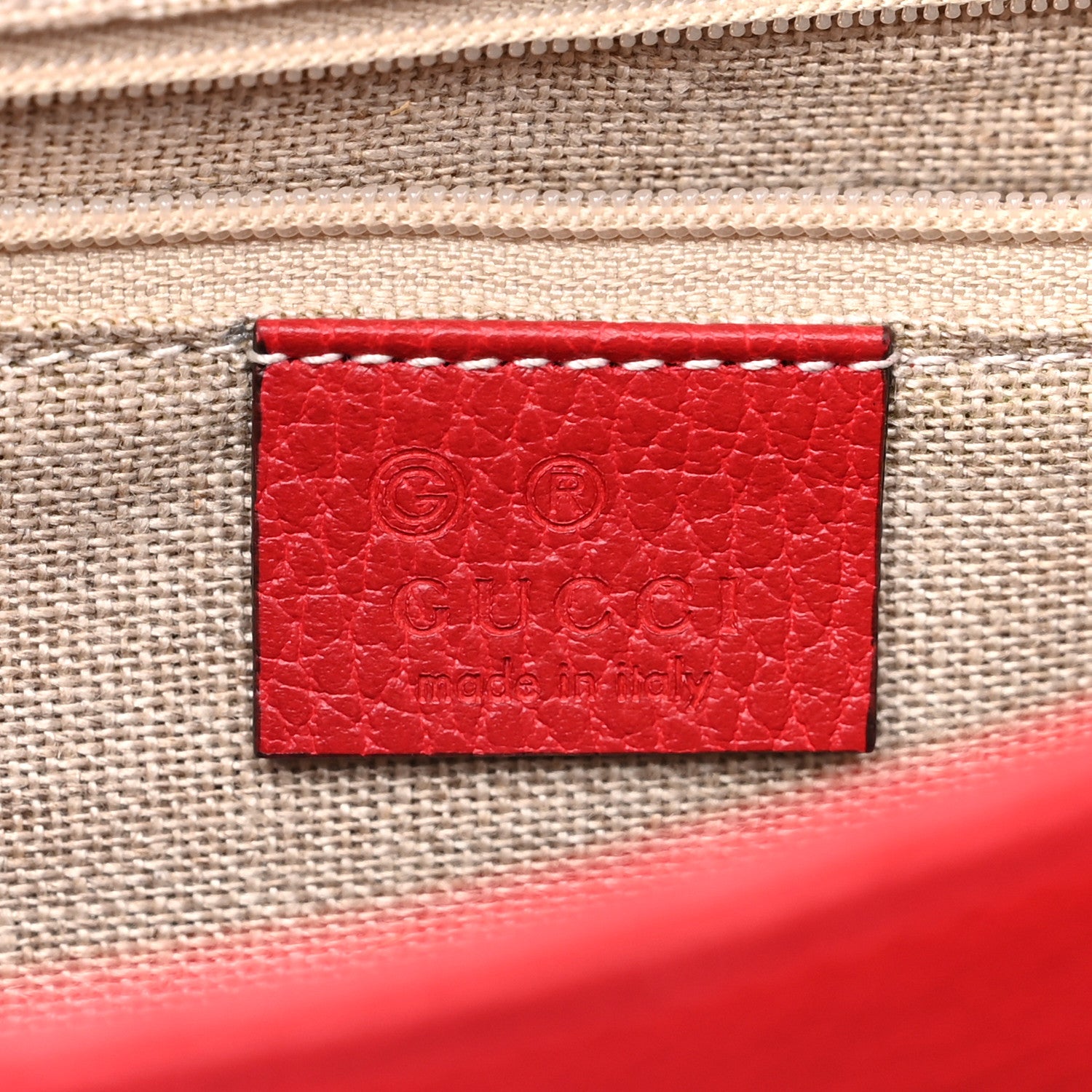 Gucci Dollar Calfskin Medium Interlocking G Top Handle Shoulder Bag Red 6 of 10