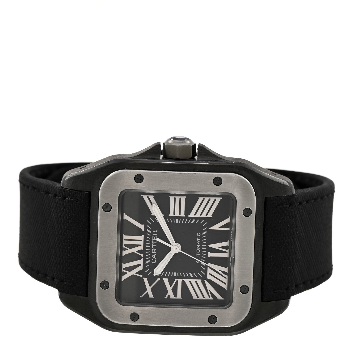 Cartier ADLC Titanium Nylon 38mm Santos 100 Chronograph Automatic Watch Black 2 of 5