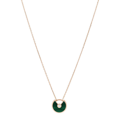Cartier 18K Pink Gold Diamond Malachite XS Amulette de Cartier Pendant Necklace 1 of 5