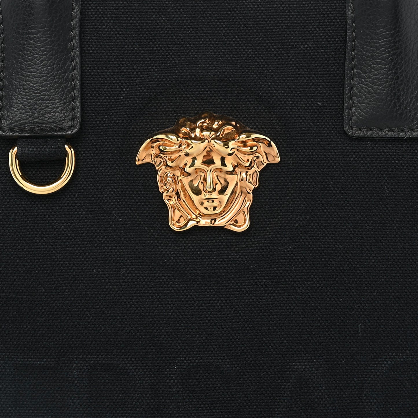 Canvas Calfskin La Medusa Small Tote Black