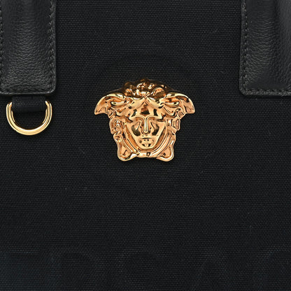 Versace Canvas Calfskin La Medusa Small Tote Black 5 of 12