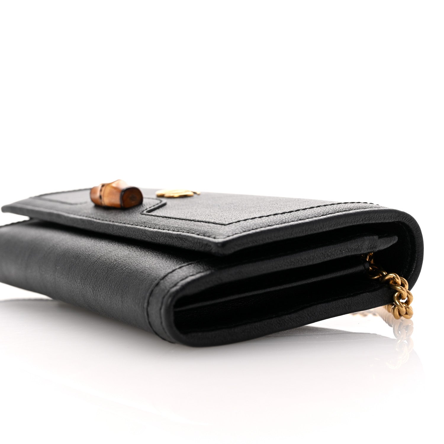 Gucci Wonka Grain Calfskin Diana Chain Wallet Black 9 of 10