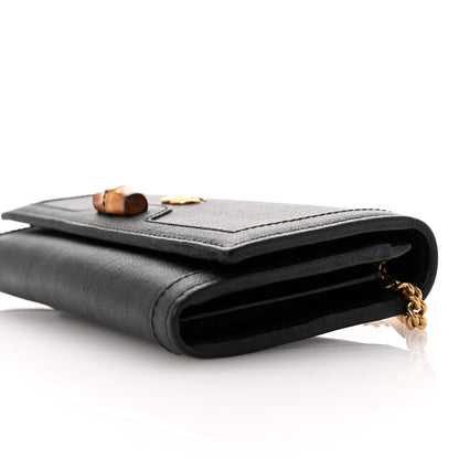 Gucci Wonka Grain Calfskin Diana Chain Wallet Black 9 of 10