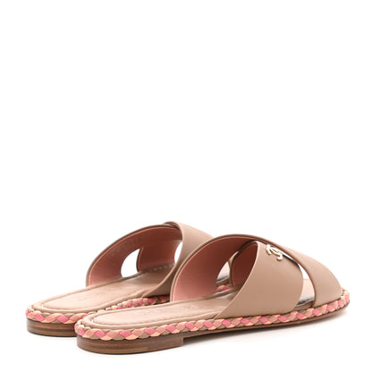 Chanel Lambskin Braided Mule Sandals 37 Light Brown 4 of 9