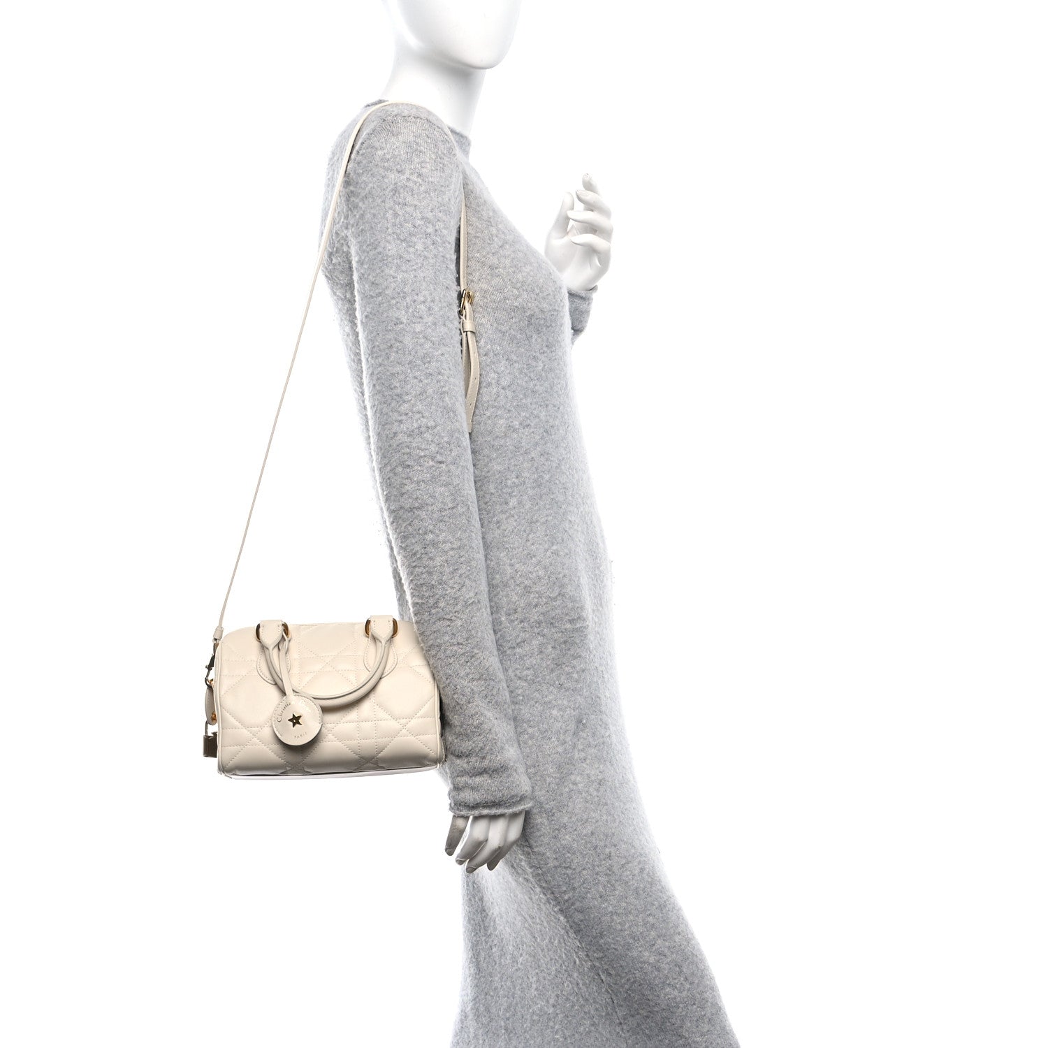 Christian Dior Calfskin Macrocannage Groove 20 Bag Dusty Ivory 2 of 10