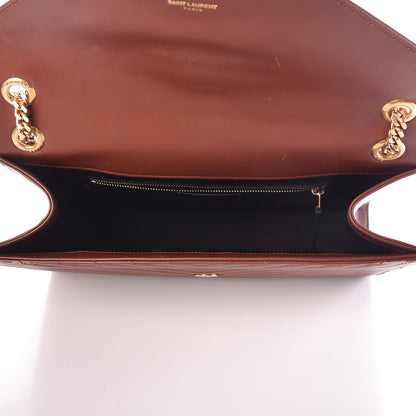 Saint Laurent Smooth Calfskin Matelasse Chevron Large Monogram Satchel Brown 5 of 17