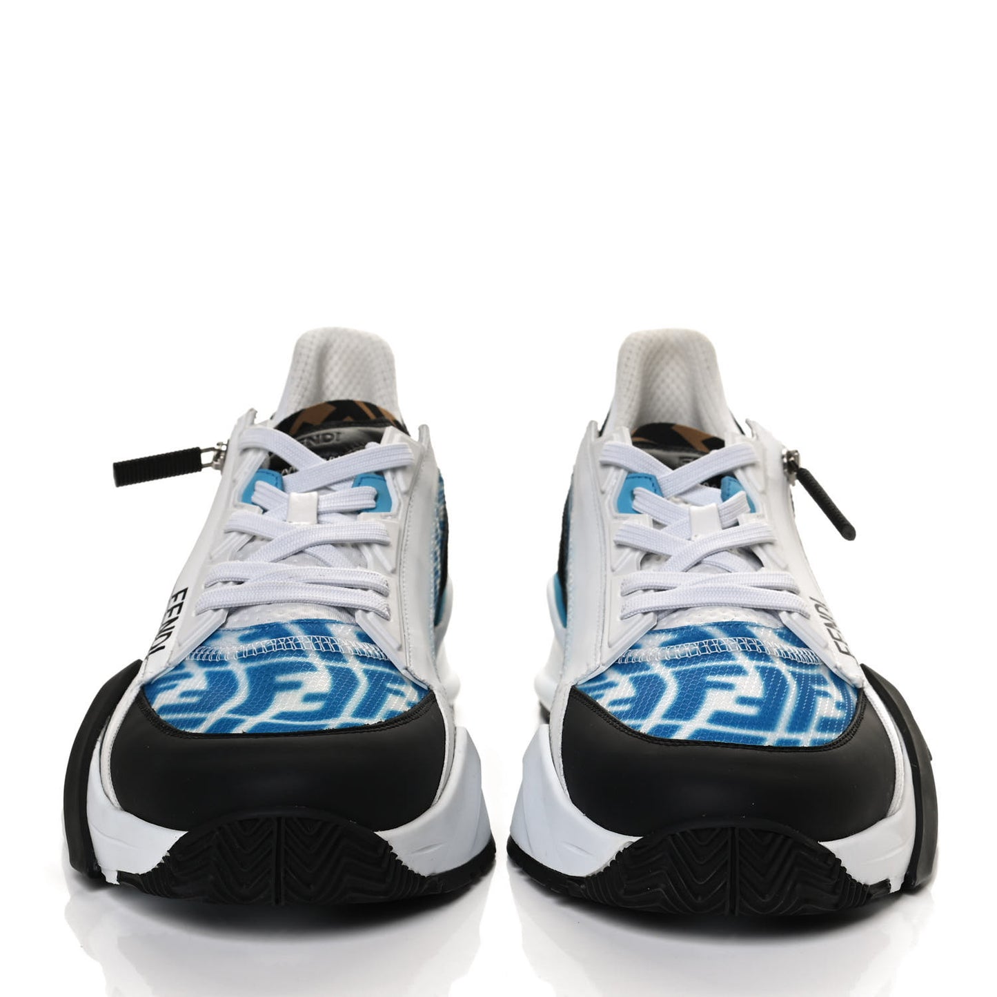 X SARAH COLEMAN Nylon Suede Lycra FF Vertigo Mens Fendi Flow Low Top Sneakers 11 Transparent Cyber Blue Black