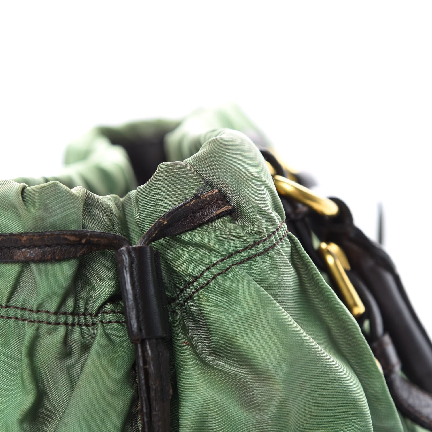 Prada Tessuto Nylon Gaufre Tote Green Brown 17 of 19