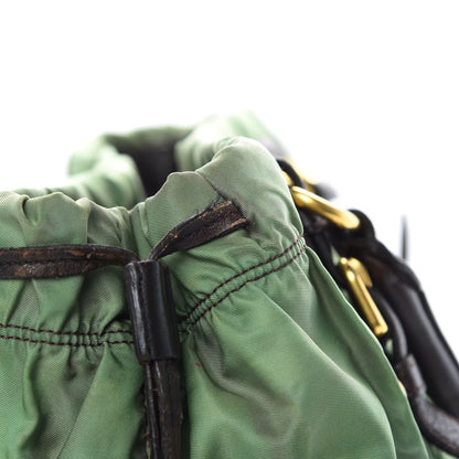 Prada Tessuto Nylon Gaufre Tote Green Brown 17 of 19