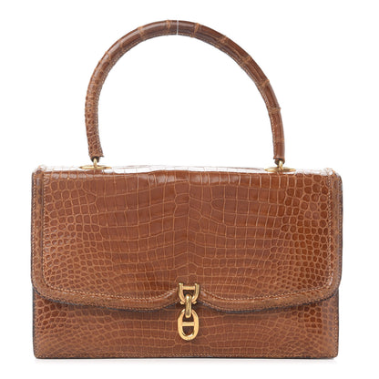Hermes Shiny Porosus Crocodile Sac Chaine d Ancre Fauve 1 of 14
