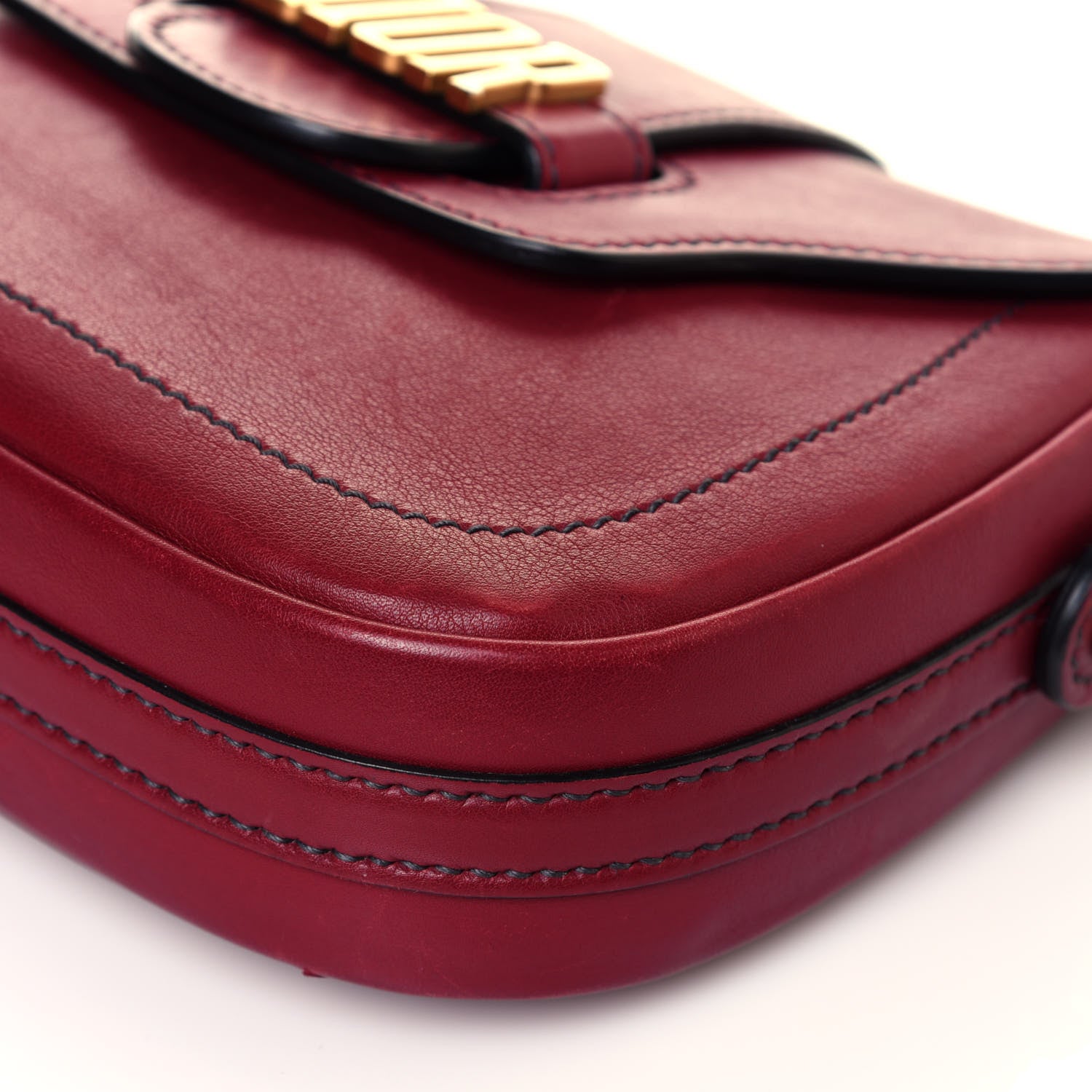 Christian Dior Calfskin D Fence Saddle Bag Black Red 8 of 11