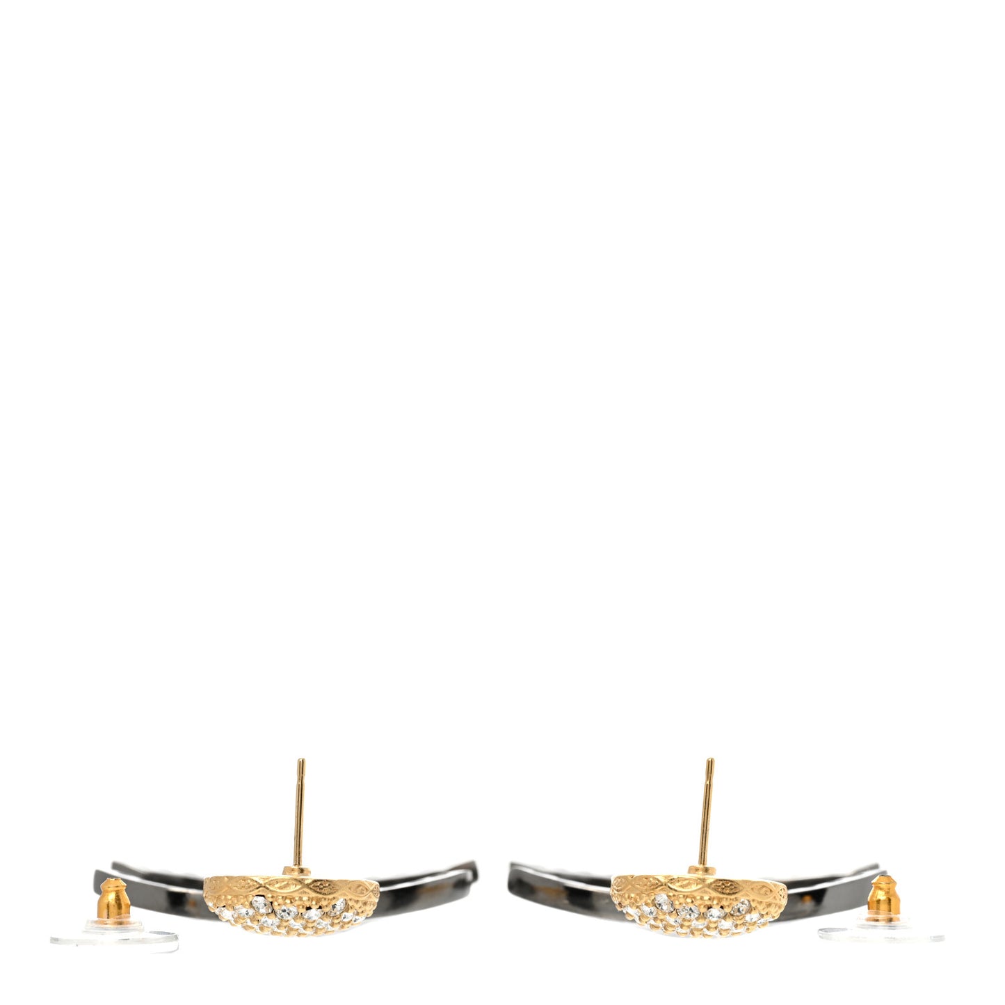 Crystal CC Drop Earrings Gold Silver