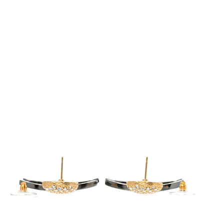 Chanel Crystal CC Drop Earrings Gold Silver 3 of 5