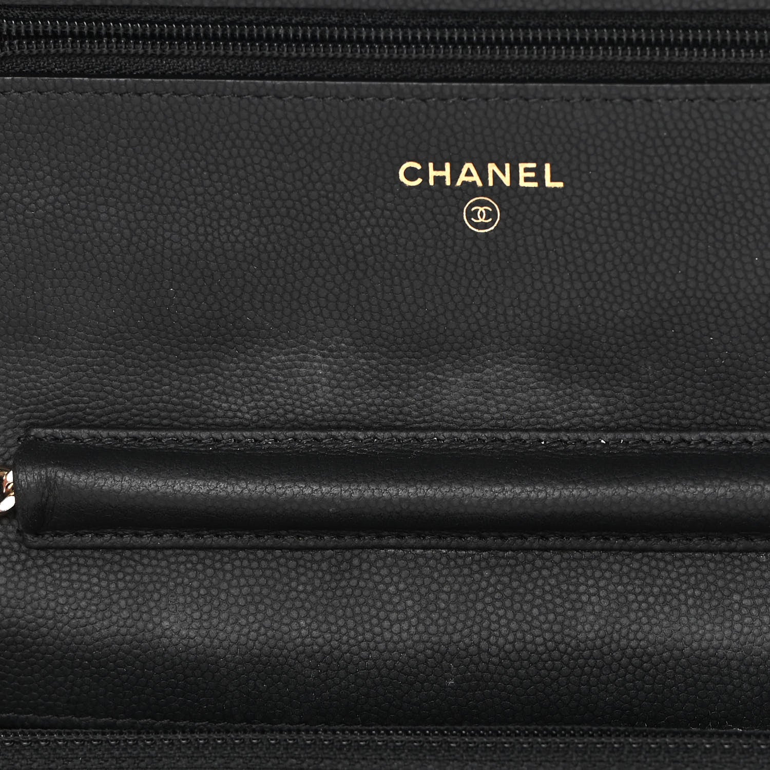 Chanel Caviar Chevron Quilted Wallet On Chain WOC Black 12 of 15