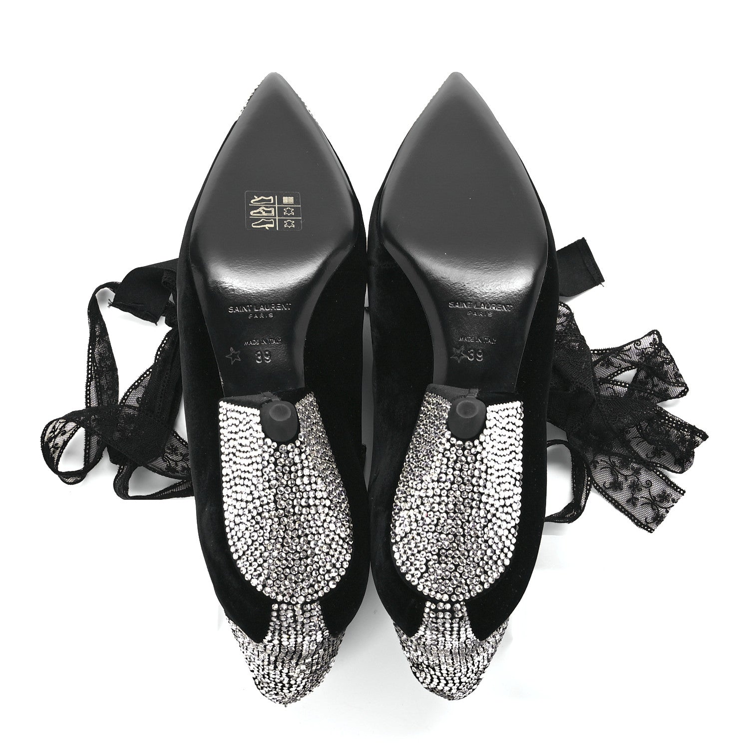 Saint Laurent Velluto Master Crystal Embellished Blaze 45 La Strass Ankle Boots 39 Black 7 of 10