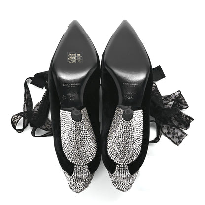 Saint Laurent Velluto Master Crystal Embellished Blaze 45 La Strass Ankle Boots 39 Black 7 of 10