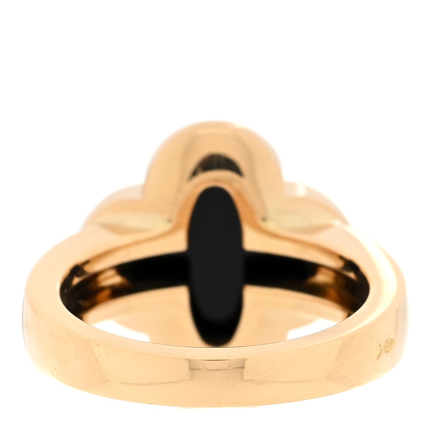 18K Yellow Gold Black Onyx Pure Alhambra Ring 52 6