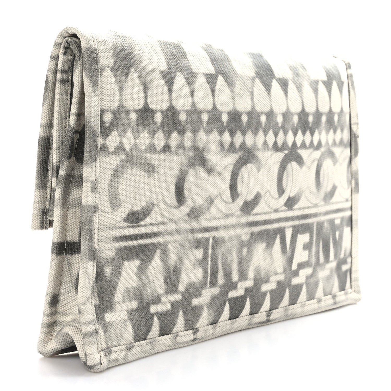 Chanel Canvas Iliad Flap Clutch Beige 3 of 9