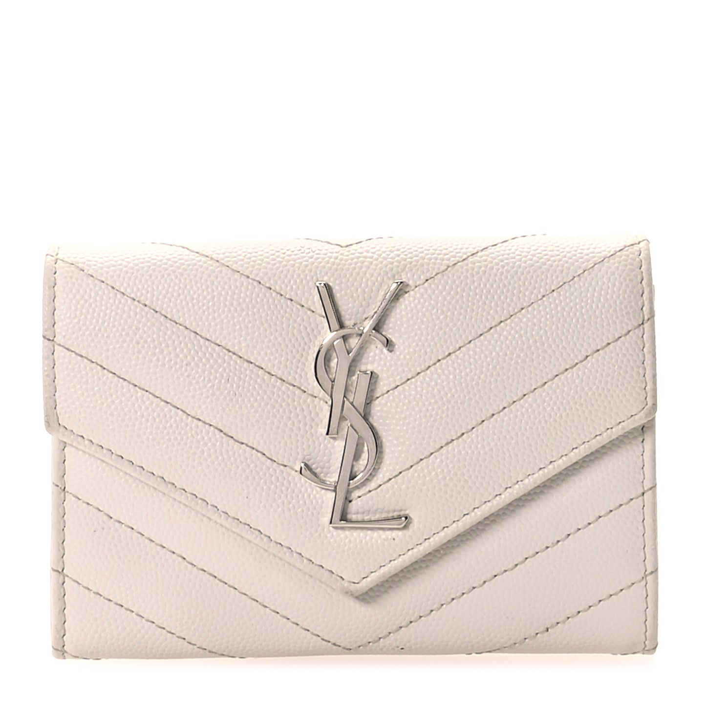 Grain De Poudre Matelasse Chevron Small Monogram Envelope Wallet Crema Soft