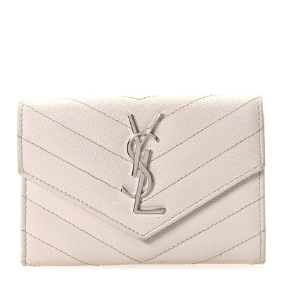 Saint Laurent Grain De Poudre Matelasse Chevron Small Monogram Envelope Wallet Crema Soft 1 of 9