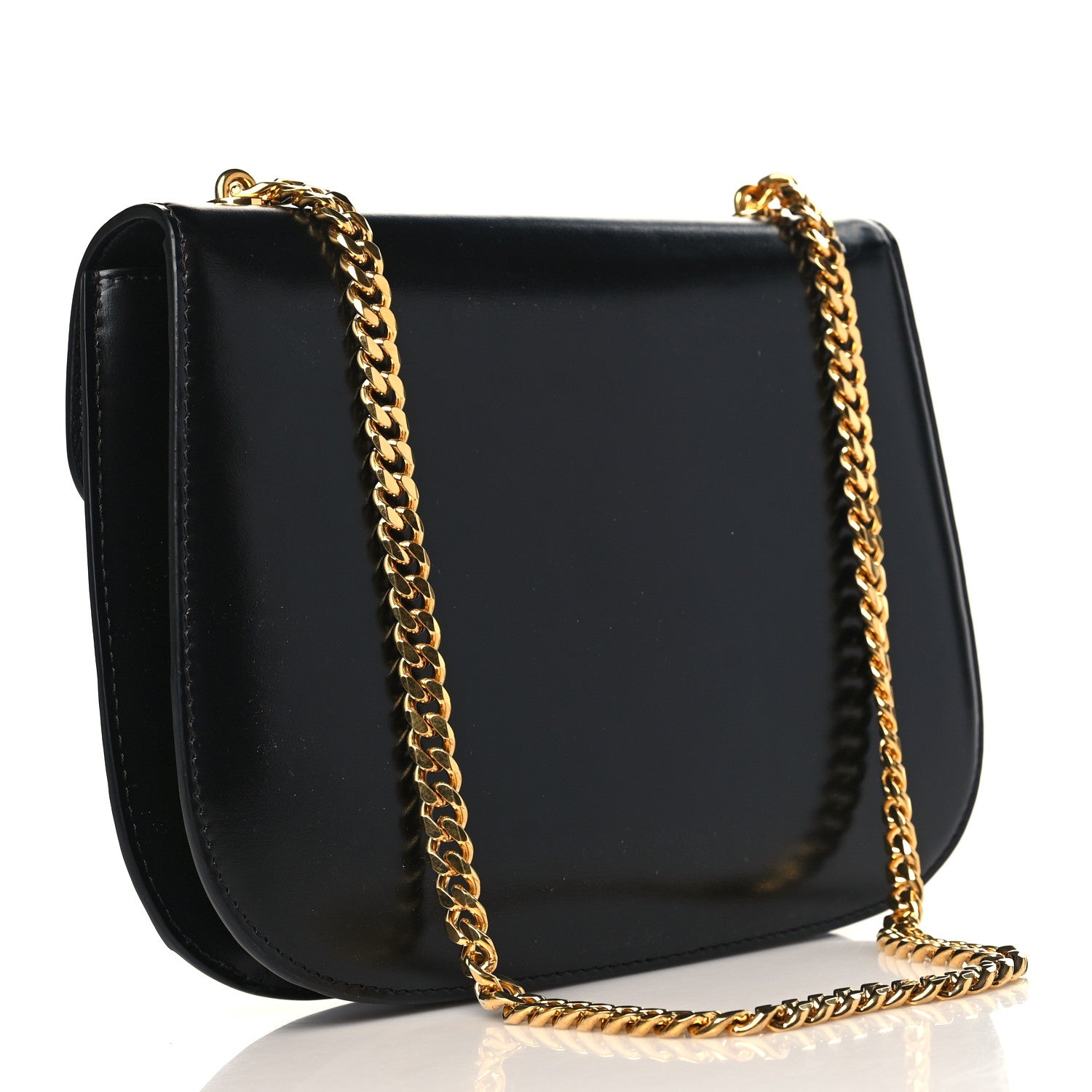 Celine Shiny Calfskin Chain Besace Triomphe Black 3 of 8