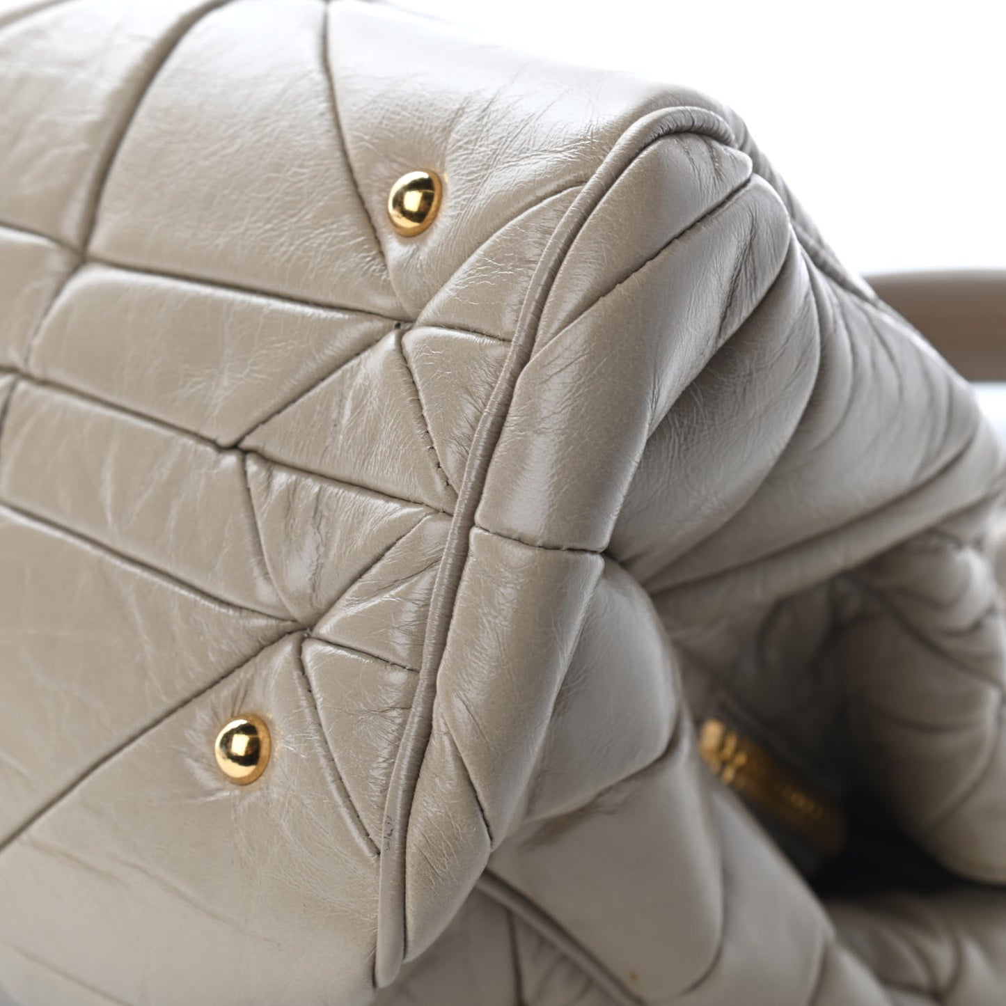 Calfskin Quilted Satchel Beige