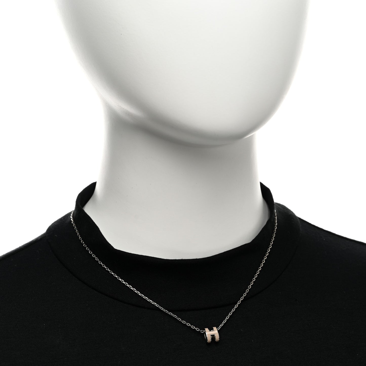 Palladium Mini Pop H Pendant Necklace Marron Glace