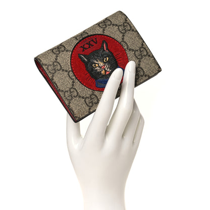 Gucci Soft GG Supreme Monogram Mystic Cat Card Case Wallet 2 of 7