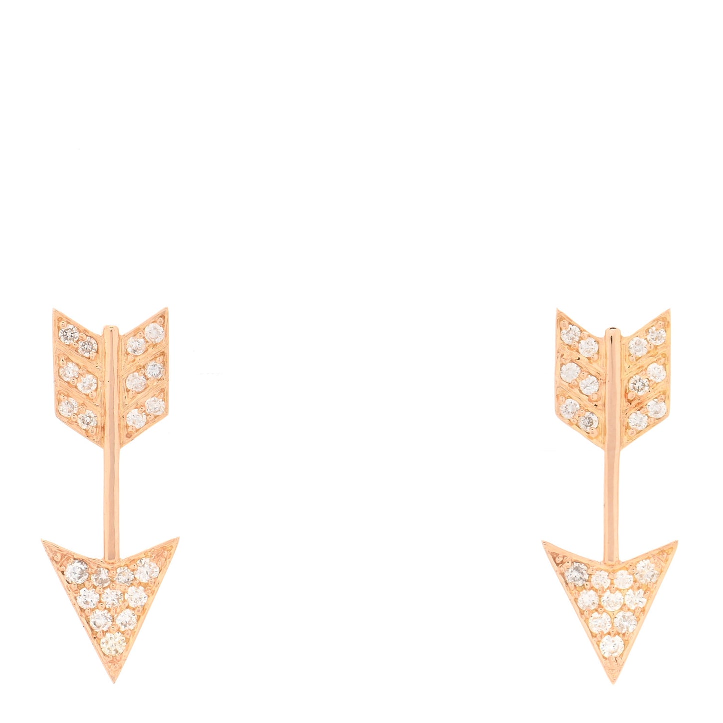 18K Rose Gold Diamond Arrow Earrings