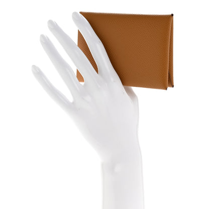 Hermes Epsom Calvi Duo Card Case Biscuit 2 of 8
