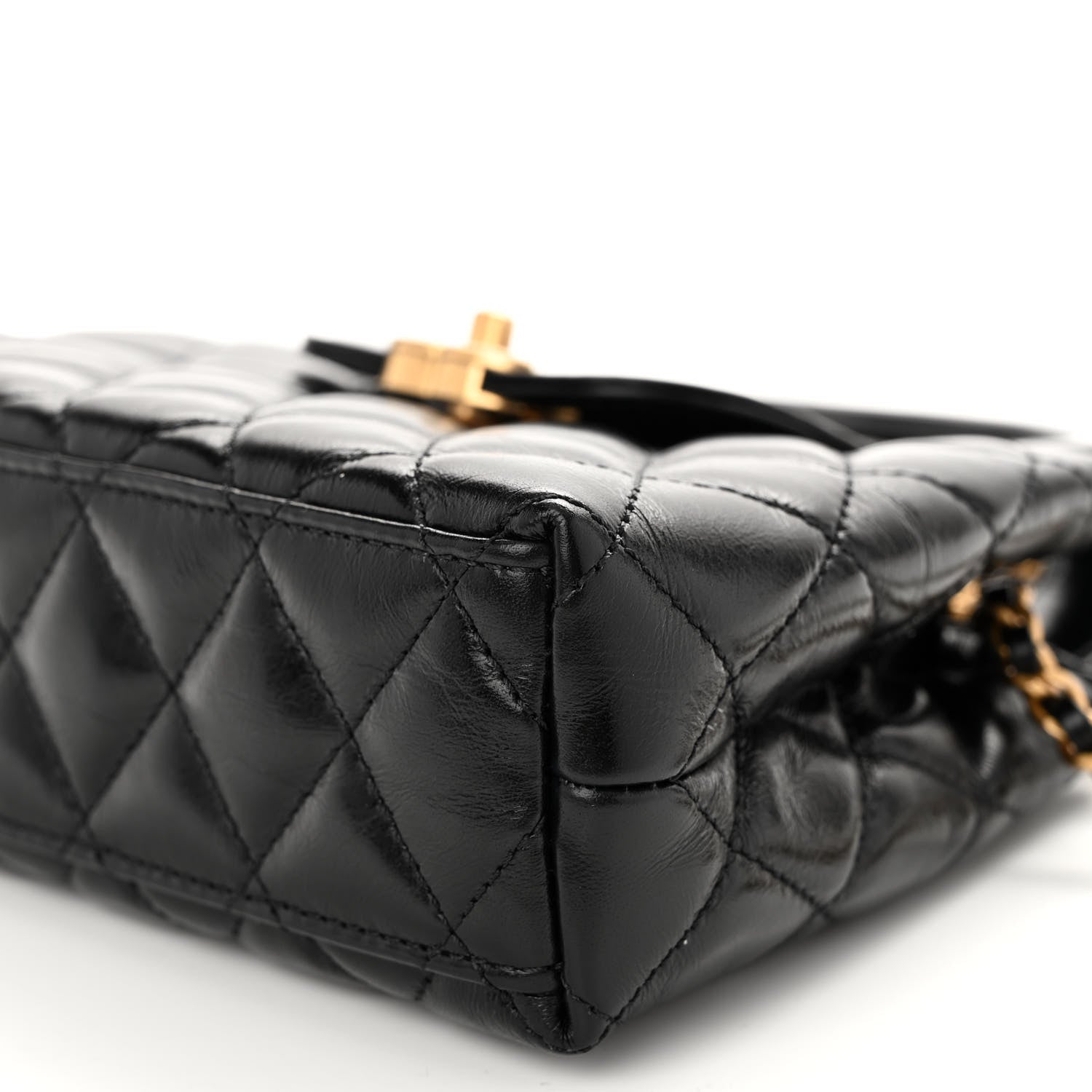 Chanel Shiny Aged Calfskin Quilted Nano Kelly Shopper Black 10 of 10