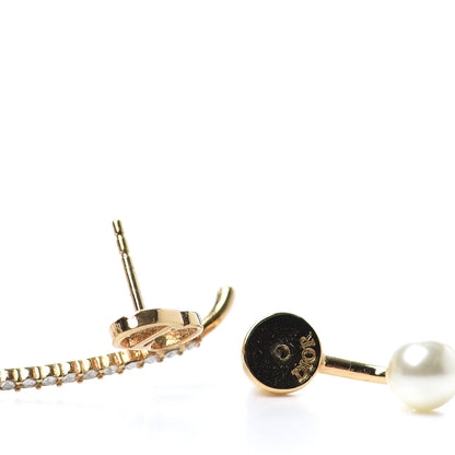 Christian Dior Pearl Crystal Clair D Lune Earring Gold 3 of 3