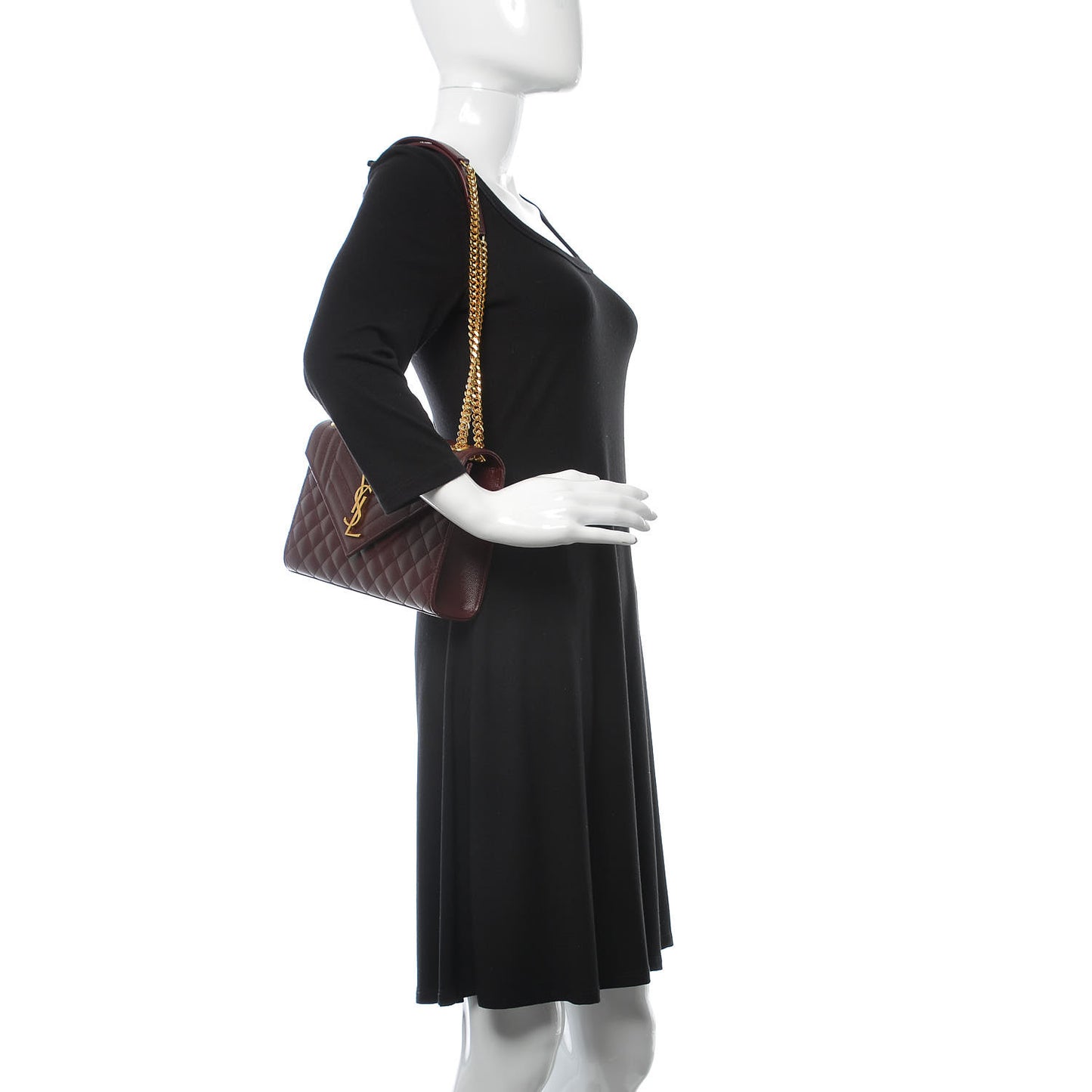 Grain De Poudre Textured Mixed Matelasse Medium Triquilt Monogram Satchel Rouge Legion